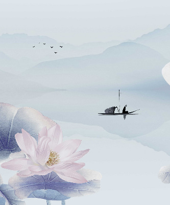 Rolgordijn voor het raam Een visser op een boot