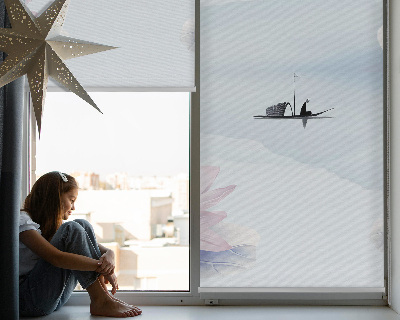 Rolgordijn voor het raam Een visser op een boot