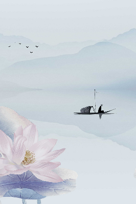 Rolgordijn voor het raam Een visser op een boot