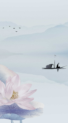 Rolgordijn voor het raam Een visser op een boot