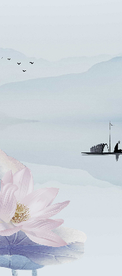 Rolgordijn voor het raam Een visser op een boot