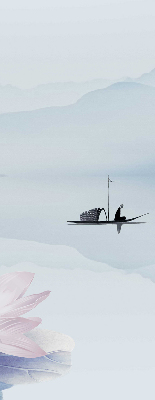 Rolgordijn voor het raam Een visser op een boot