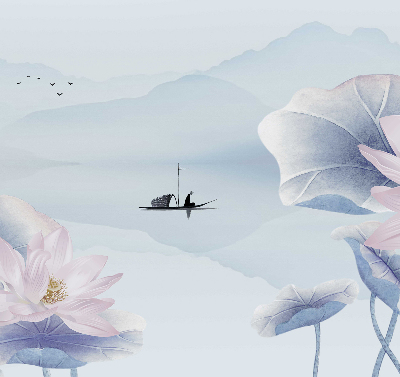 Rolgordijn voor het raam Een visser op een boot