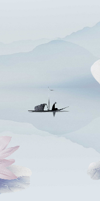 Rolgordijn voor het raam Een visser op een boot