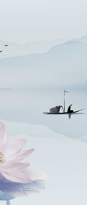 Rolgordijn voor het raam Een visser op een boot