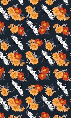 Rolgordijn verduisterend Bloemen en kraanvogels