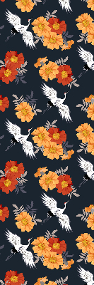 Rolgordijn verduisterend Bloemen en kraanvogels