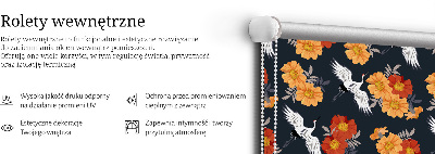 Rolgordijn verduisterend Bloemen en kraanvogels