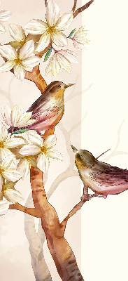 Rolgordijn verduisterend Vogels op een boom met bloemen