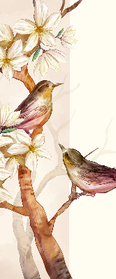 Rolgordijn verduisterend Vogels op een boom met bloemen