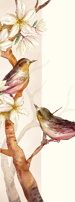 Rolgordijn verduisterend Vogels op een boom met bloemen