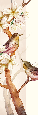 Rolgordijn verduisterend Vogels op een boom met bloemen