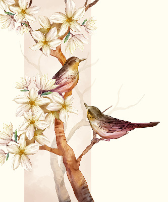 Rolgordijn verduisterend Vogels op een boom met bloemen