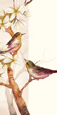 Rolgordijn verduisterend Vogels op een boom met bloemen