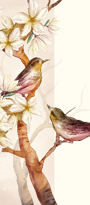 Rolgordijn verduisterend Vogels op een boom met bloemen