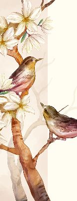 Rolgordijn verduisterend Vogels op een boom met bloemen