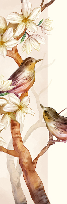 Rolgordijn verduisterend Vogels op een boom met bloemen