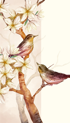 Rolgordijn verduisterend Vogels op een boom met bloemen