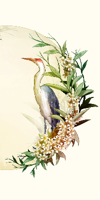 Rolgordijn voor het raam Een kraan in een cirkel van groen