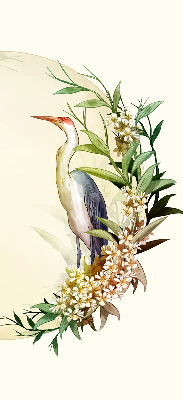 Rolgordijn voor het raam Een kraan in een cirkel van groen