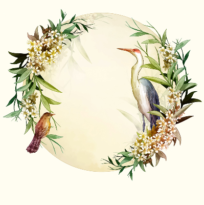 Rolgordijn voor het raam Een kraan in een cirkel van groen