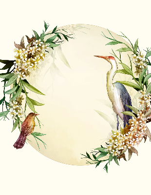 Rolgordijn voor het raam Een kraan in een cirkel van groen