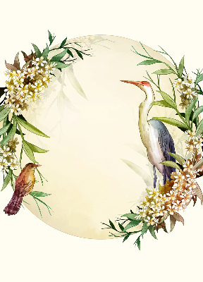 Rolgordijn voor het raam Een kraan in een cirkel van groen