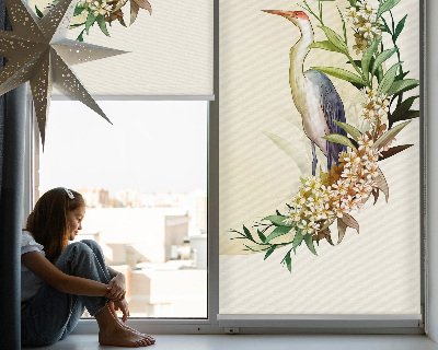 Rolgordijn voor het raam Een kraan in een cirkel van groen