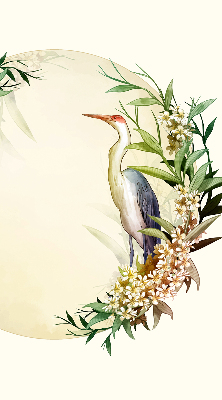 Rolgordijn voor het raam Een kraan in een cirkel van groen