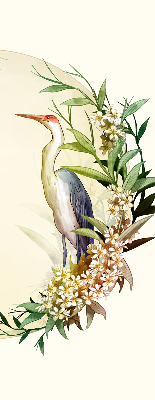 Rolgordijn voor het raam Een kraan in een cirkel van groen