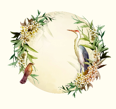 Rolgordijn voor het raam Een kraan in een cirkel van groen