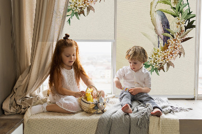 Rolgordijn voor het raam Een kraan in een cirkel van groen