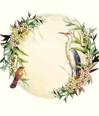 Rolgordijn voor het raam Een kraan in een cirkel van groen