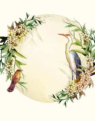 Rolgordijn voor het raam Een kraan in een cirkel van groen