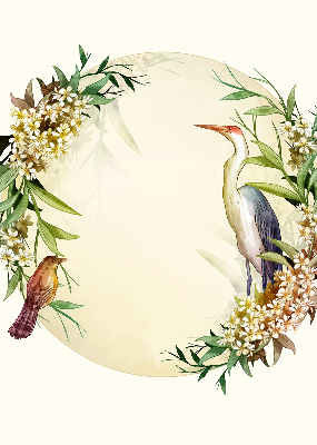 Rolgordijn voor het raam Een kraan in een cirkel van groen