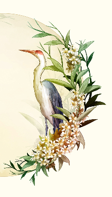 Rolgordijn voor het raam Een kraan in een cirkel van groen