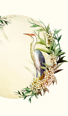 Rolgordijn voor het raam Een kraan in een cirkel van groen