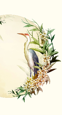 Rolgordijn voor het raam Een kraan in een cirkel van groen