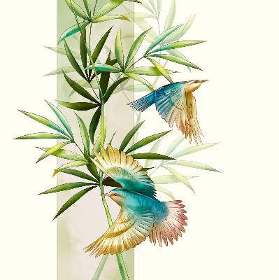 Rolgordijn voor het raam Vogels in de bladeren