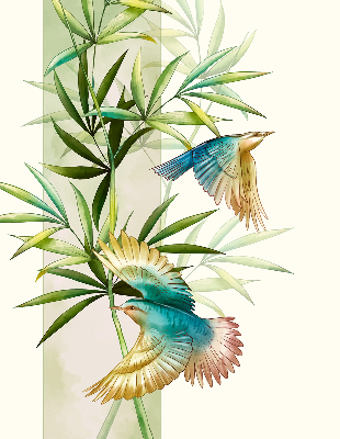 Rolgordijn voor het raam Vogels in de bladeren