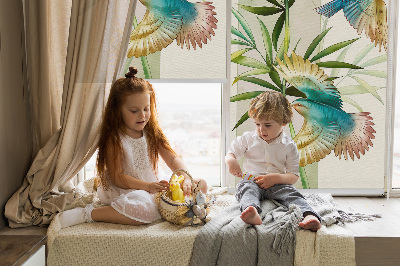 Rolgordijn voor het raam Vogels in de bladeren