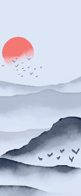 Rolgordijn voor het raam Bergen in de mist