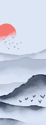 Rolgordijn voor het raam Bergen in de mist