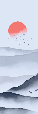 Rolgordijn voor het raam Bergen in de mist