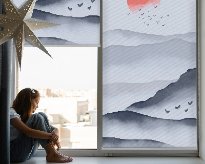 Rolgordijn voor het raam Bergen in de mist