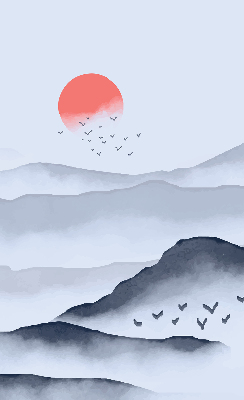 Rolgordijn voor het raam Bergen in de mist