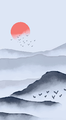 Rolgordijn voor het raam Bergen in de mist