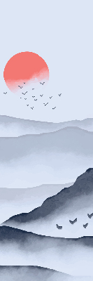 Rolgordijn voor het raam Bergen in de mist