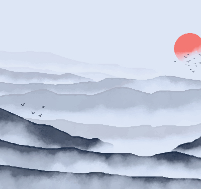 Rolgordijn voor het raam Bergen in de mist