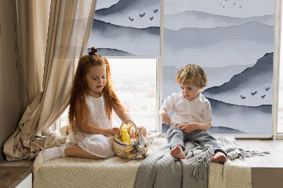 Rolgordijn voor het raam Bergen in de mist